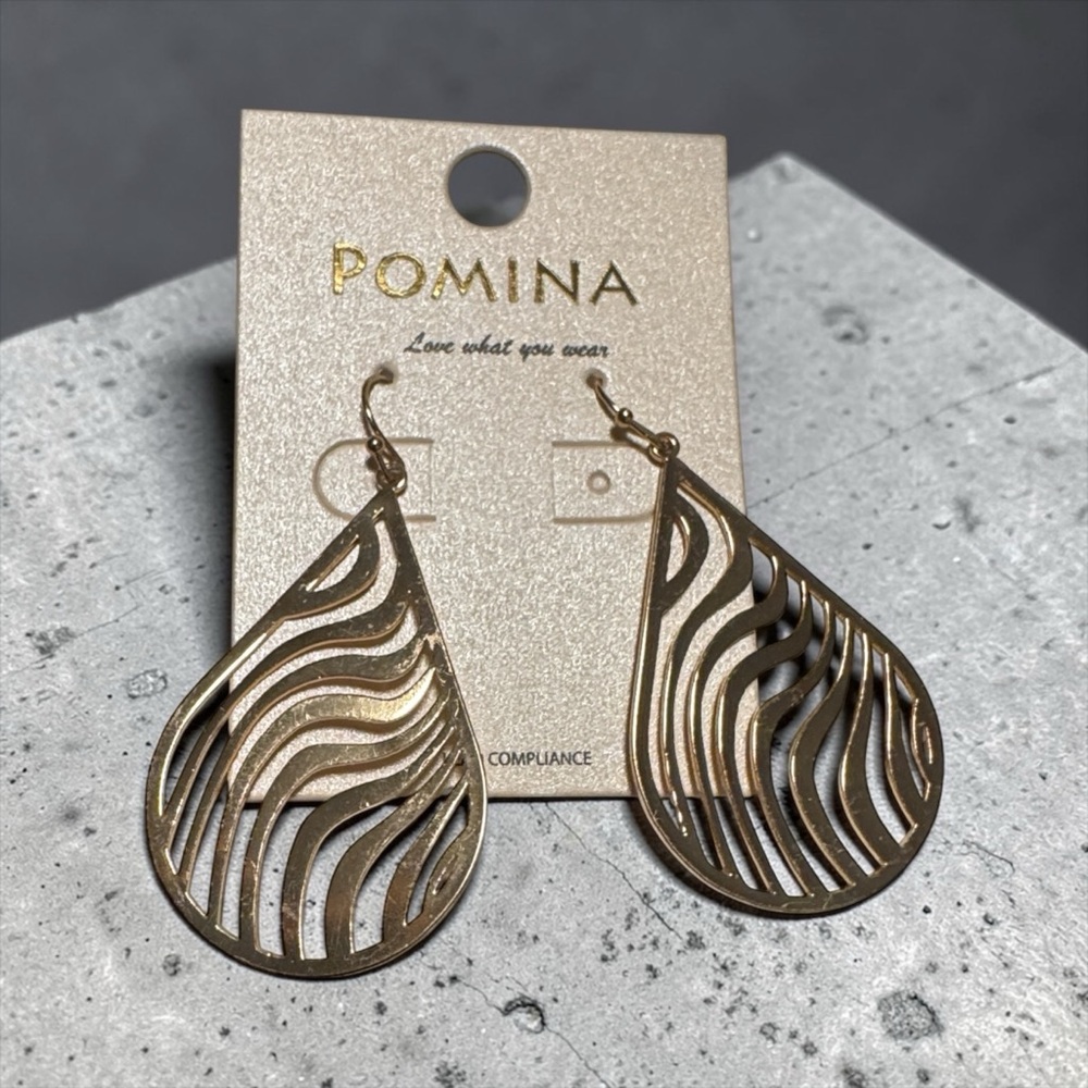 4/&20 - Pomina Gold Tone Teardrop Cutout Statement Earrings (BR1313/2)